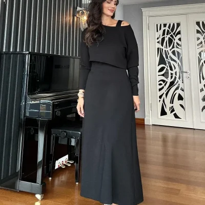 ست تاپ و دامن مدل مشکی با پارچه مرغوب Atelier Derin