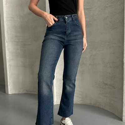 شلوار جین Tint مدل Kahve Boy فیت اسلیم با پاچه برش خورده Macharel Jeans