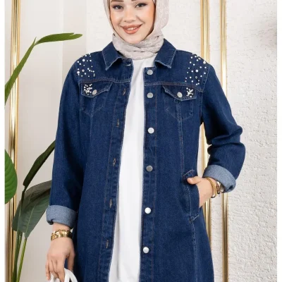 کت جین زنانه با مهره‌دوزی Harman Butik