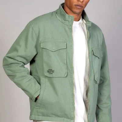 کت جین اورسایز مردانه مینت سبز با آستر سبک و لحافی LTC Jeans