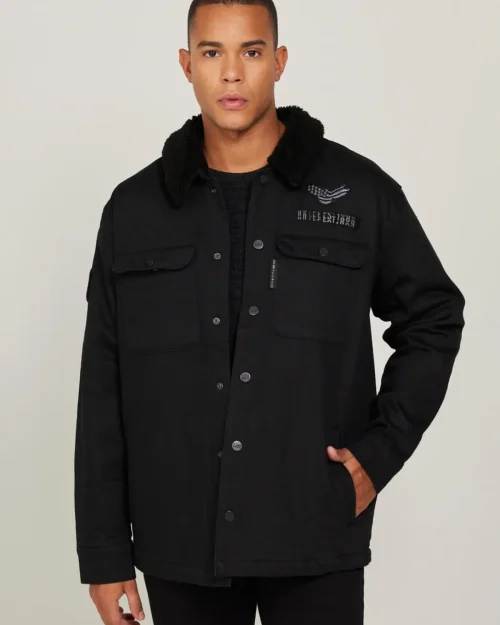 کت جین مشکی مردانه L232095001 Overshirt