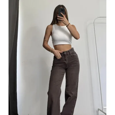 شلوار جین واید لگ کاهه یی واش Nona Butik