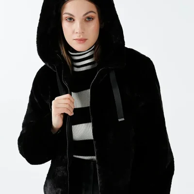 کاپشن زنانه مشکی مدل 15260047 Onlvida Fur Hooded Only
