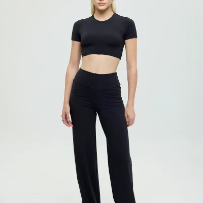 شلوار Comfort High Waist Straight Cut مشکی Sheismono