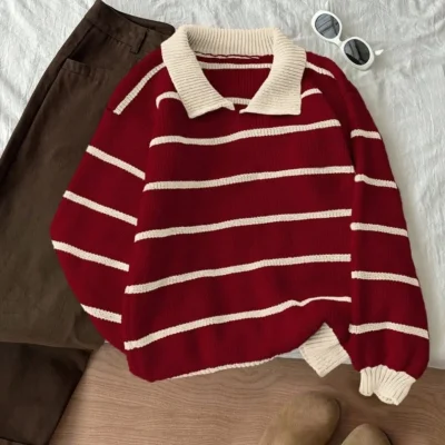 اکرو بوردو سلانیک پولو یقه اورسایز تریکو زنانه Dier Moda