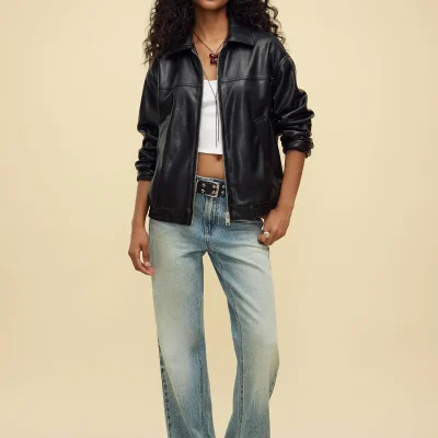 کت اورسایز چرم مصنوعی Stradivarius