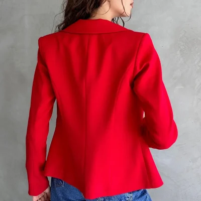 کت چرم زنانه قرمز Vess Moda