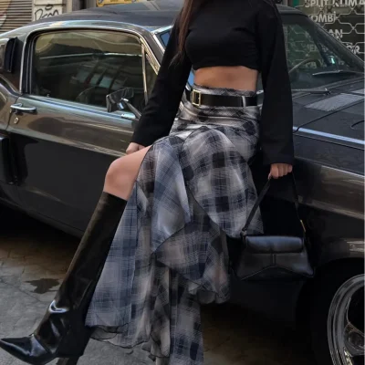 دامن پلیسه زنانه مشکی Madmext