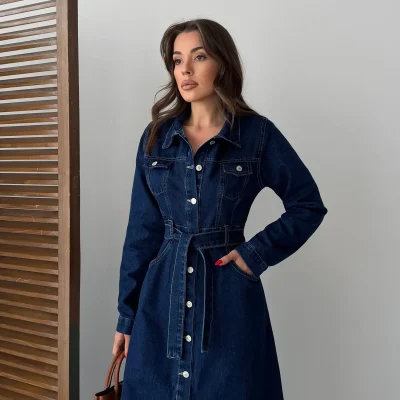 کت بارانی ترنچ بلند لاکی‌ویوت با دکمه‌های سرتاسری Blue Marlin
