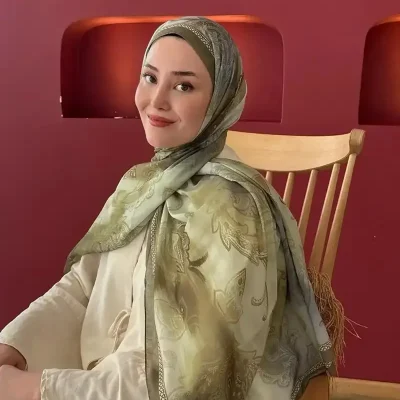 شال پرستیژ وینتیج طرح دار - سبز یشمی trendyol