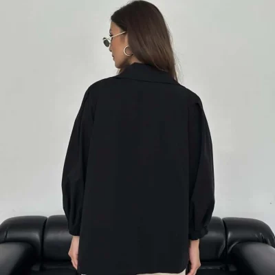 تِرنچ‌کوت چرم کروازه کمربندی زنانه Hakke