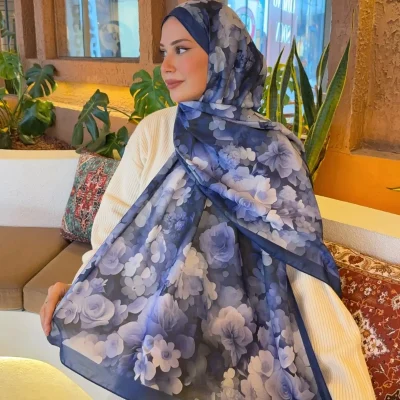 شال نرم پنبهای طرح‌دار Soon سری لاک‌پشتی سایز بزرگ ps97 trendyol