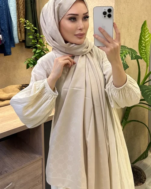 شال پنبه‌ای ابریشمی طرح‌دار