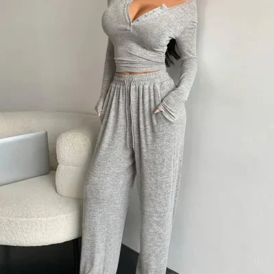 شلوار اسپرت زنانه گری بگی باتیال سایز بزرگ مدل 2209 Beryy Moda