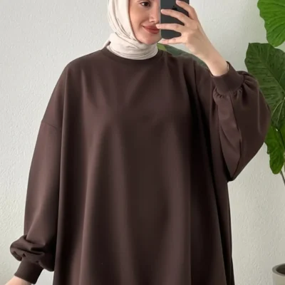 سویشرت زنانه بلند و گشاد مدل 3044 - راحت و اسپرت trendyol