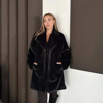 پالتو خز نرم با آستر داخلی Vess Moda