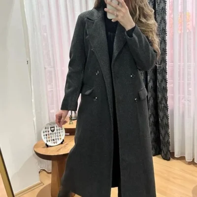 پالتو کتان ماکسی استارلی با طرح بالیک سیرتی Astrea Butik