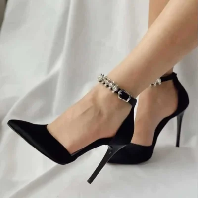 کفش ساتن پاشنه‌دار ۱۰.۵ سانتی‌متر Acmz Shoes