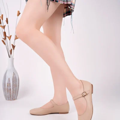 بالت زنانه چرم طبیعی بژ مدل Dp58-4058 Deripabuc