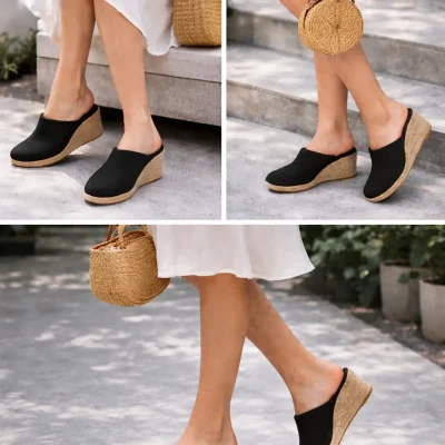 کفش زنانه اسپادریل پنجه بسته – مدل پاشنه توپر و کتانی Y D Shoes