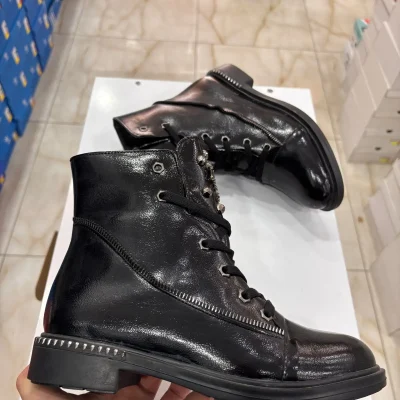 چکمه زنانه روگن طرح دار با تزئینات سنگی Gold Step