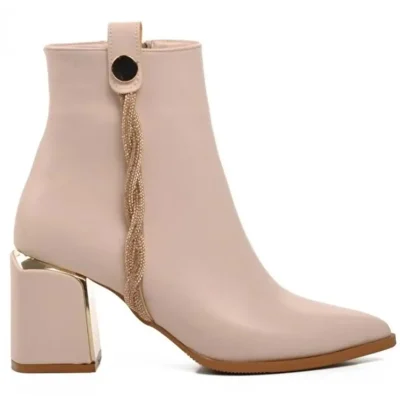 بوت روزانه زنانه پاشنه بلند Kocamanlar بژ Kocamanlar Ayakkabi