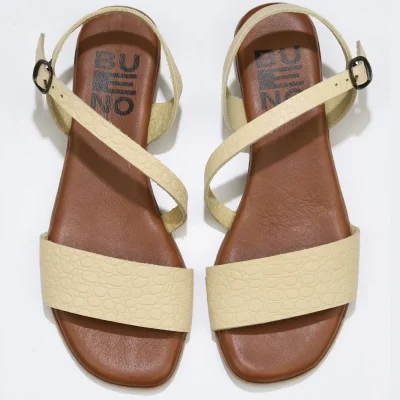 صندل زنانه چرمی زرد مدل 01ws6012 Bueno Shoes