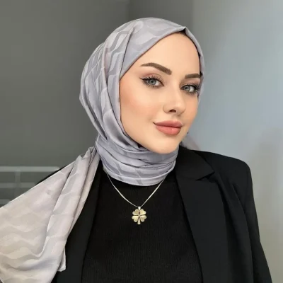شال زنانه ابریشمی Aknur Moda خاکستری
