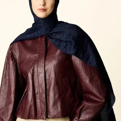 شال جاکار طرح حلقه - سرمه‌ای Madame Polo