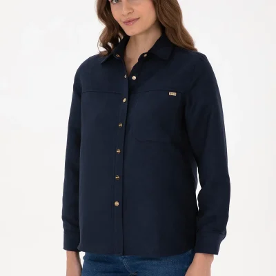 پیراهن زنانه آبی بلند آستین مدل 50317242-VR033 U S Polo Assn