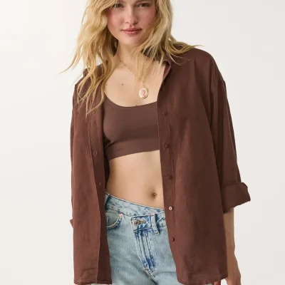 پیراهن ترکیبی کتان Stradivarius