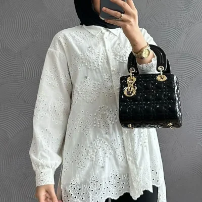 پیراهن ساتن سفید زنانه Merterium