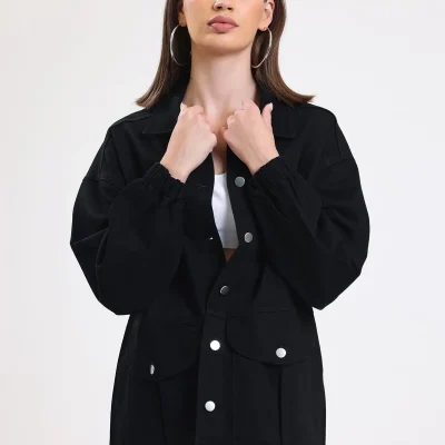 کت جین زنانه اورسایز Hanope مشکی
