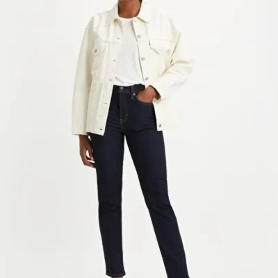 شلوار جین زنانه 724 High Rise Straight Tk Overheard Her Dark Indigo trendyol