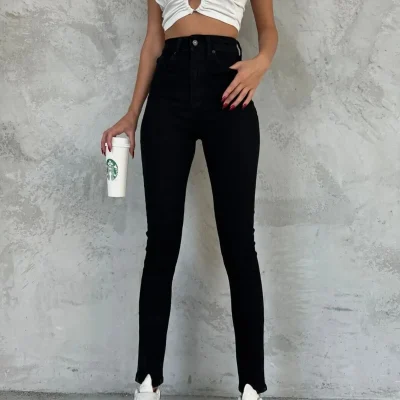 شلوار جین مشکی BLUE WOOPS SLİM YÜKSEK BEL JEANS A.C.A.İ.P trendyol