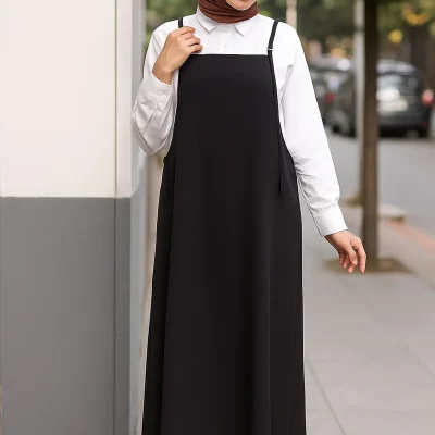 لباس جیل زنانه آبی سرمه‌ای با بند قابل تنظیم - مشکی