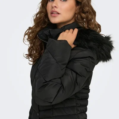 کت زنانه مشکی ONLNORA PUFFER COAT LIFE CC OTW trendyol