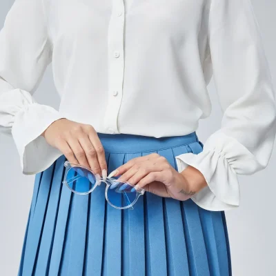 پیراهن زنانه کرم رنگ با آستین پفی و یقه دانتل Emmas Clothing