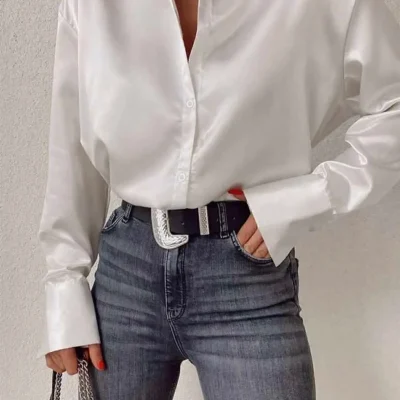 پیراهن زنانه ساتن سفید Emmas Clothing
