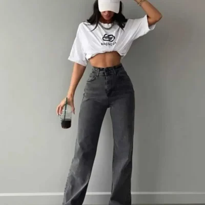 شلوار جین پالازو میلانو فوم سوپر High Waist با کش لایکرا