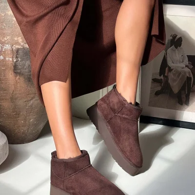 بوت زنانه قهوه‌ای Nisantasi Shoes