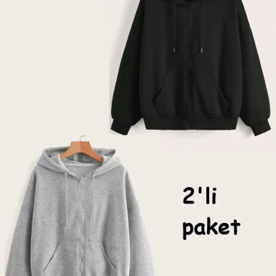 سویشرت دو نفره زیپ‌دار جیب‌دار هودی DAXIS Sportwear Company