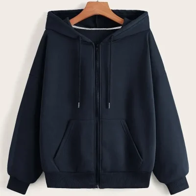 سویشرت یقه‌دار مردانه و زنانه با جیب و زیپ DAXIS Sportwear Company - سورمه‌ای