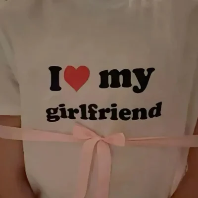 تیشرت طرح دار Trend I Love My Girlfriend مخصوص روز ولنتاین و زوج ها - سفید