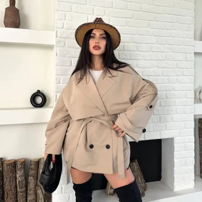ترنچ کت بادگیر کمربنددار - Tas
