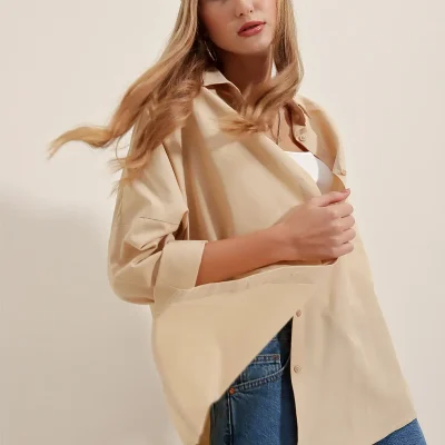 پیراهن 3900 زنانه اورسایز بژ Bigdart