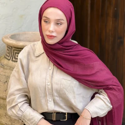 شال تسه‌تور مدل کلاسیک با جنس کرپ - Vişne