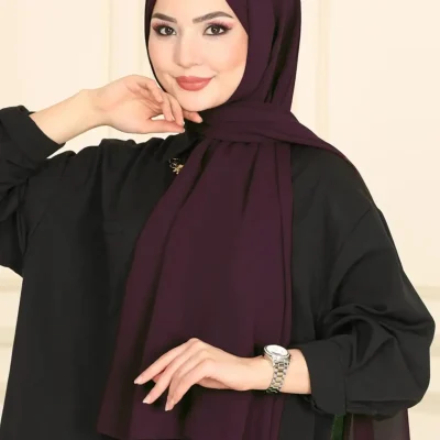 شال دوز شانتون ساده - بنفش