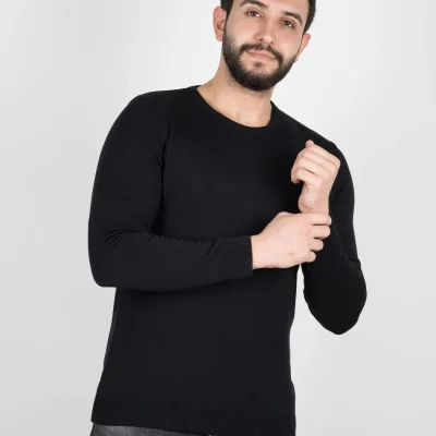 پیراهن 5004F مردانه بافتنی مشکی Cizgi Triko