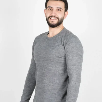 پلیور مردانه لاک‌پشتی بافت زمستانی سرمه‌ای - خاکستری